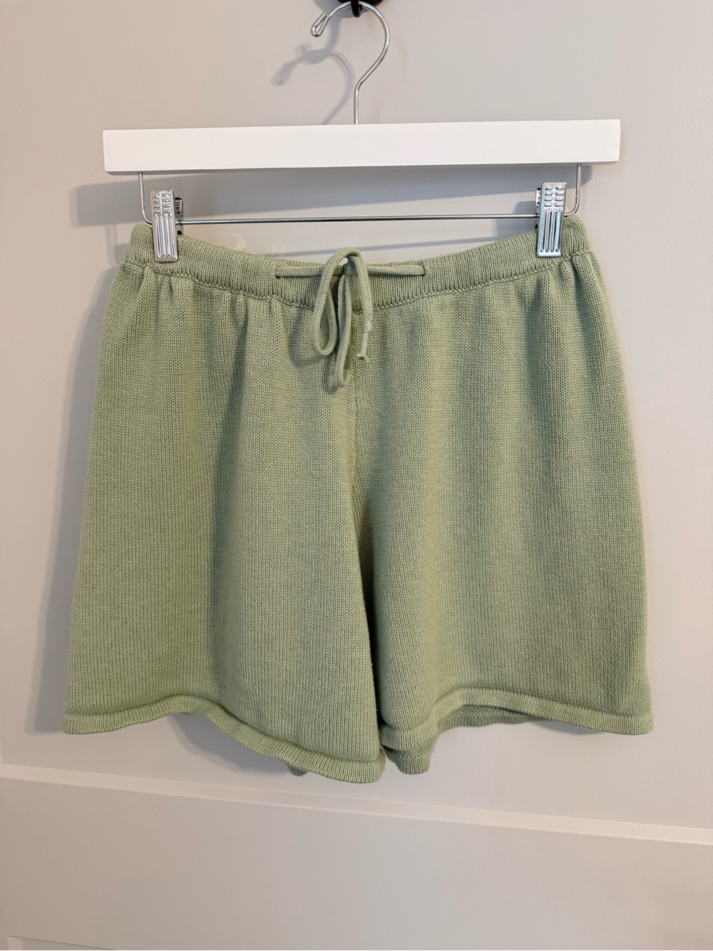 Princess Polly Sage Green Knit Drawstring Shorts L/XL Coastal Lounge